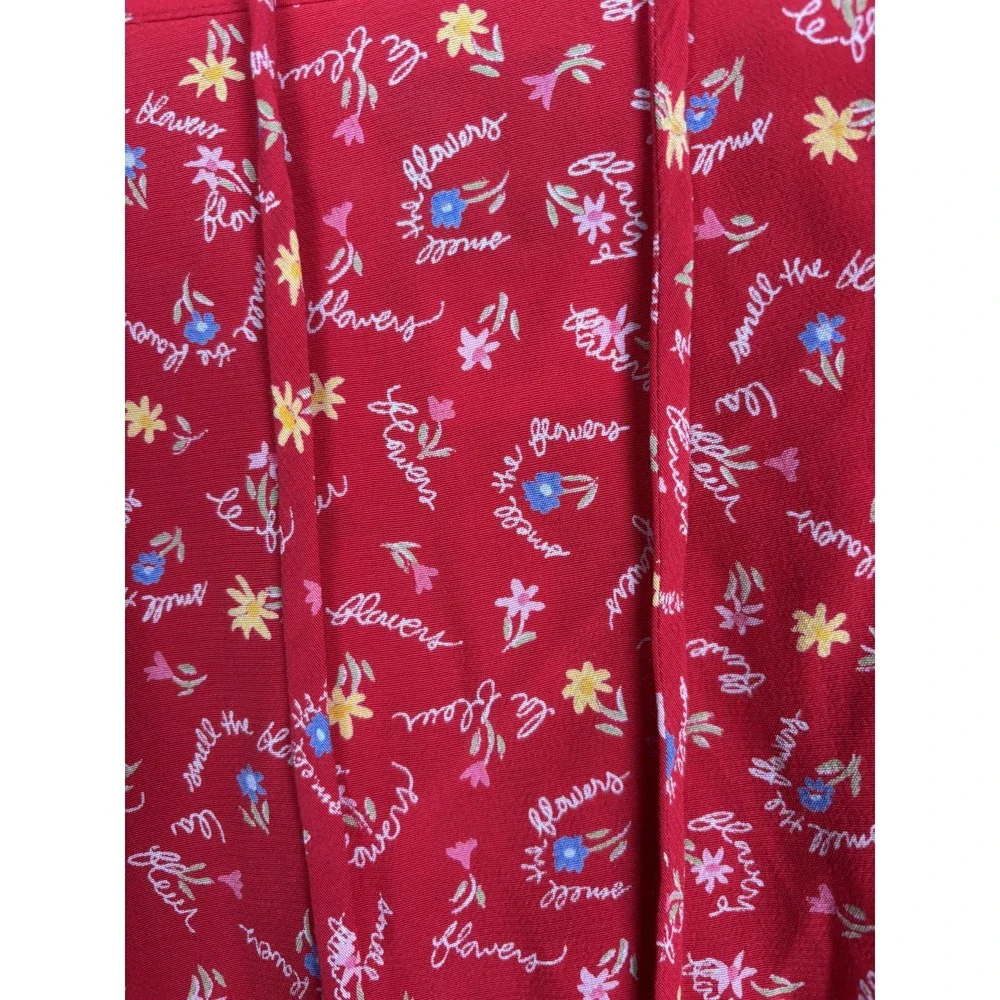 Ali Miles Skirt Womens Petite Small Red Floral Rayon A Line Pull On Midi Boho